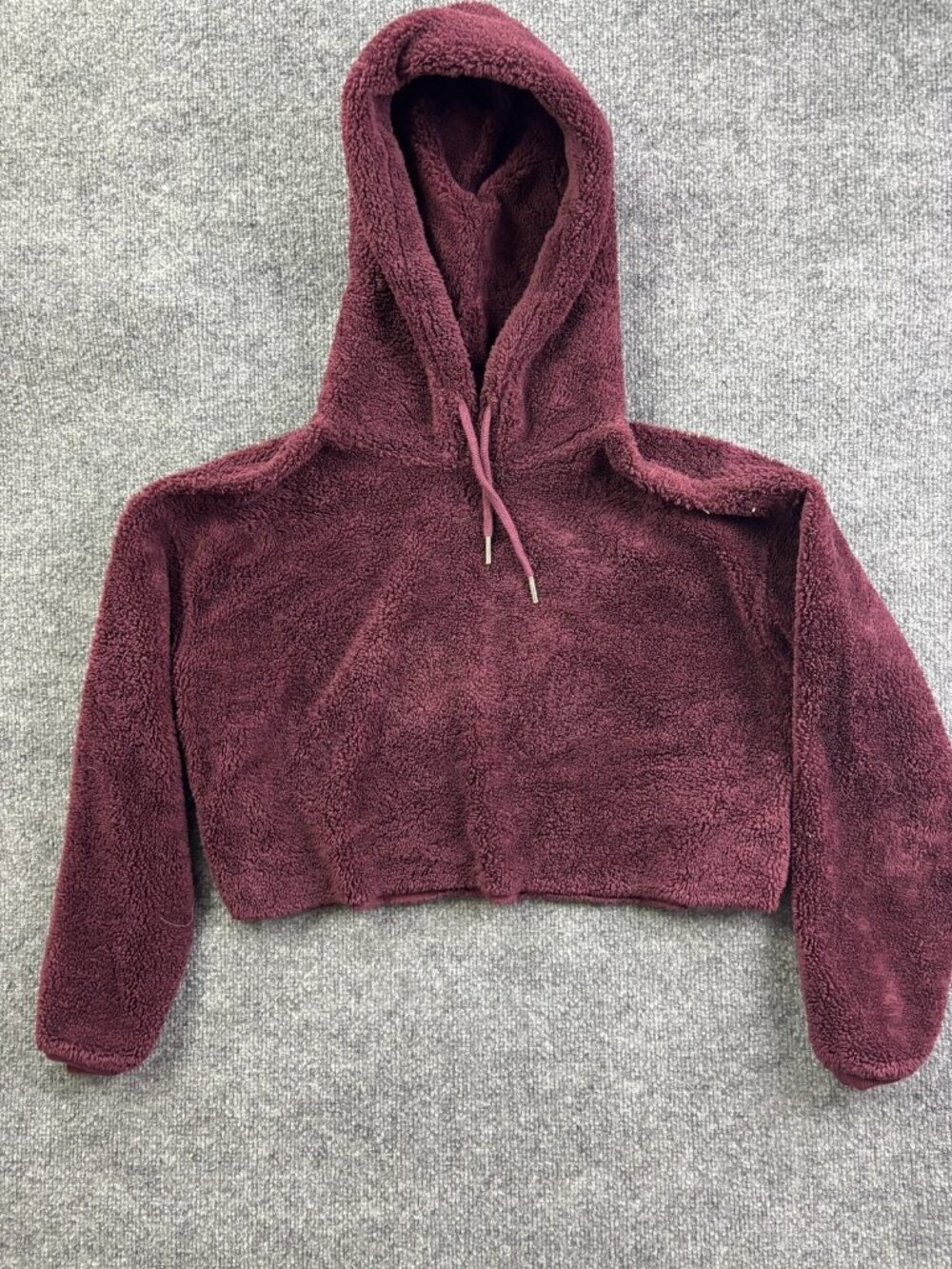 Urban Outfitters Hoodie Sweatshirt Womens XS Dark Red Fleece Cropped Pullover